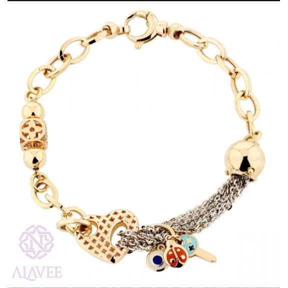 دستبند زنجیری مدل قلب و کلید