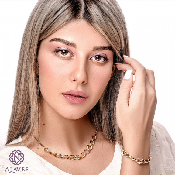 نیم ست گردنبند و دستبند کارتیه درشت با میناکاری